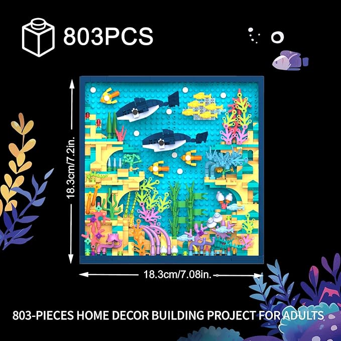 TG BLOCKS Micro Brick Ocean World Building Set, 3D Wall Art Home Office Decoration or Table Display, Creative Building Craft Set, Ideas Gift Building Toy for Adults,Teens Ages 8+ Kids