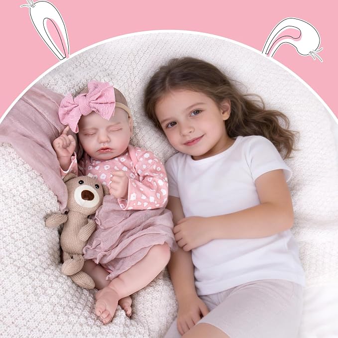 Aori Realistic Reborn Baby Doll - 20" Lifelike Newborn Girl with Weighted Cloth Body, Packed with Bottle, Pacifier & Outfit Set for Kids & Collectors