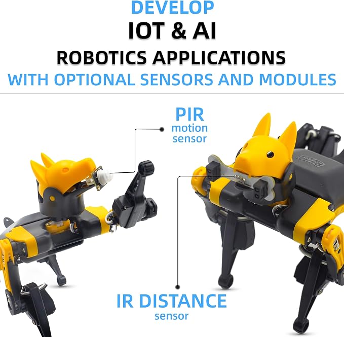 Petoi Programmable Robot Dog Bittle X V2 Lite Servo | Coding Smart Robot Dog Kit, Voice Controlled, Quadruped Interactive Robot for Kids (Bittle X V2 - lite servos - pre-Assembled - Yellow + Black)