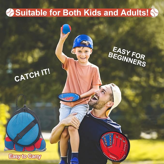 Toss and Catch Ball Game, Kids Toddler Baseball Glove & Catch Ball Toys, Kids Outdoor Games for Family, Toys for Beach Yard Outside, Birthday Easter Gift for Ages 3 4 5 6 7 8-12 Year Old Boys Girls