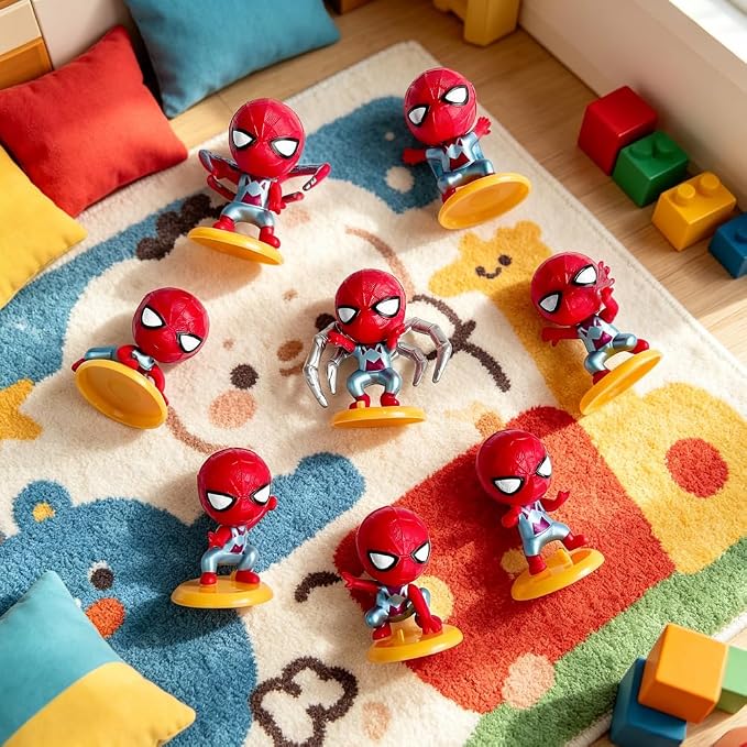8Pcs Spider Figure Set, Cartoon Figures Christmas ‌Decoration‌, Collectible Figurines Gift for Anime Fans