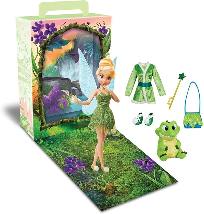 Disney Store Official Tinker Bell Story Doll - 11 Inches - Includes Coloring Book and Additional Dress, Princess Doll in Classic Outfit, Disney Princess Toys