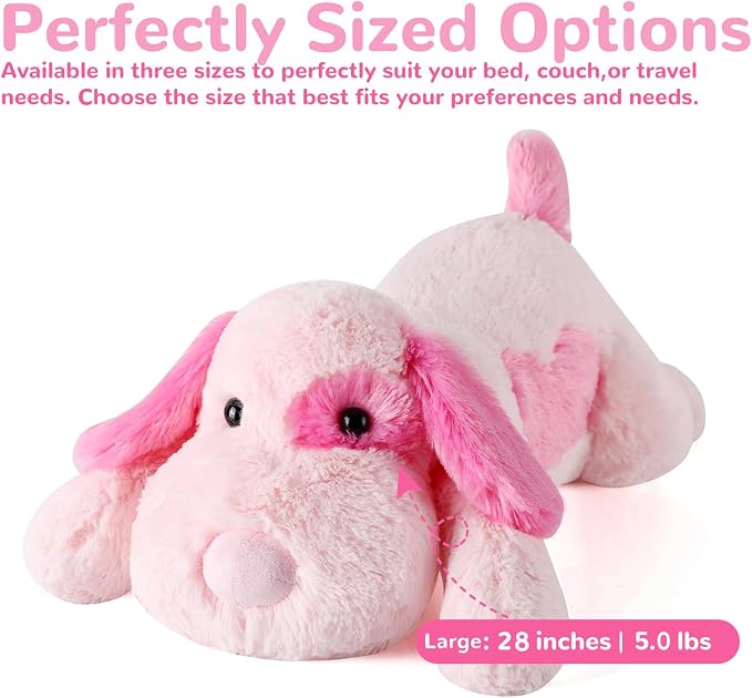 meowtastic Pink Dog Weighted Stuffed Animals - 28 Inch 5.0 Pounds Weighted Plush Dog Stuffed Animals - Large Stuffed Dog Plush - Cute Plush Toys Gifts for Kids & Adults (28" 5.0 lbs)