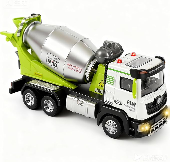 Mixer Truck Toy for Boys-1:40 Simulation Model, Educational Construction Toys with Realistic Lights & Sounds, Perfect Christmas Birthday Gifts for Kid Ages 3 4 5 6 7 8 Years Old (Mixer Truck)