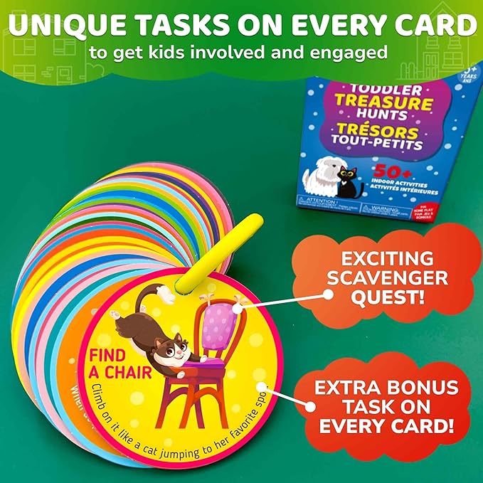 QUOKKA Scavenger Hunt Game for Toddlers 3-5 – 50 Toddler Activities Indoor Cards Game Set - Fun Educational Play for Preschool Boys and Girls and Early Development