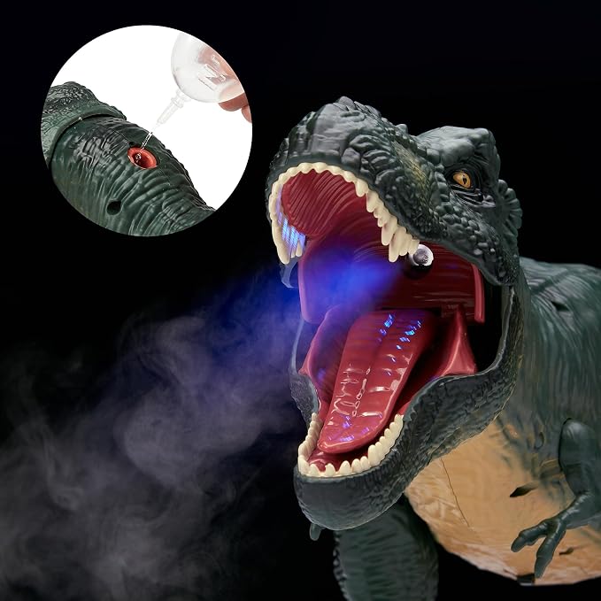 21inches Large Remote Control Dinosaur Toys Sound, Light, Roaring, Mist Spray, Realistic Walking T-Rex RC Tyrannosaurus Dinosaur Toys for Kids Boys Girls 3-10 Years Old