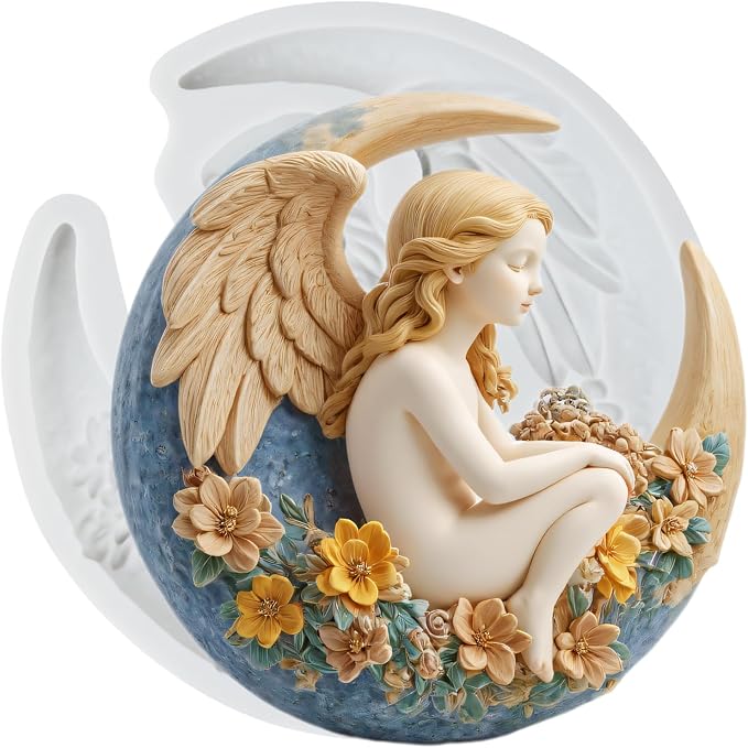 Moon Goddess Polymer Clay Mold Moon Angel Fairy Silicone Molds for DIY Craft Epoxy Resin Casting Polymer Clay Tools Crafts Air Dry Jewelry Making