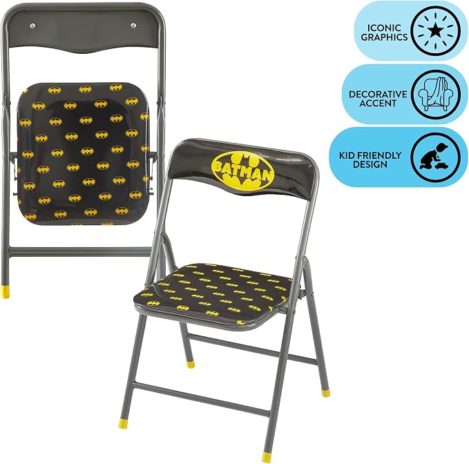Batman 3 Piece Children's Activity Square Table and 2 Folding Chairs Set, Ages 3+