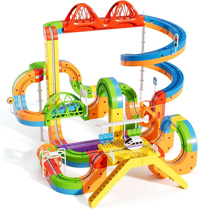 KlickRail Electric Train Set Flexible Race Track for Kids 4 6 7 8 (Ultimate Set(152 Piece))