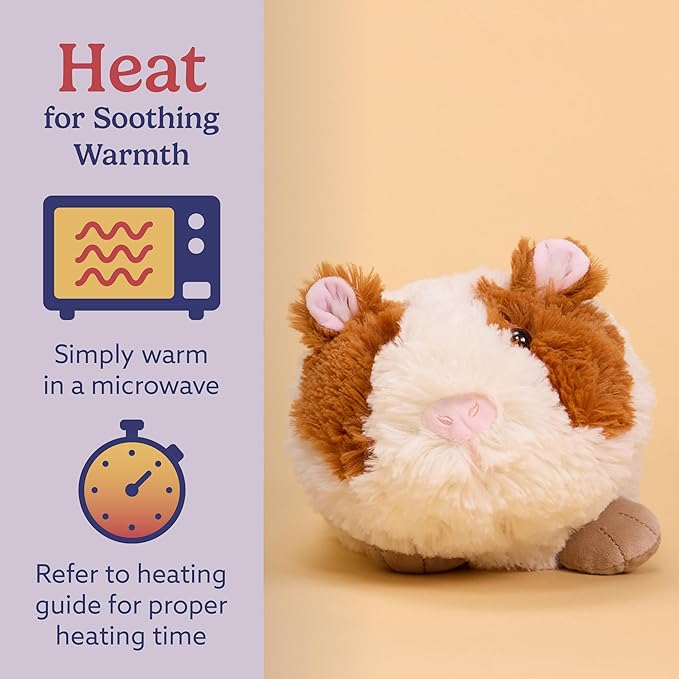 warmies Microwavable & Weighted Stuffed Animals, Guinea Pig - Heated Stuffed Animal Plushie for Warmth & Comfort - Cute Soft Plush Toys for Adults & Children (Boys, Girls, Babies & Toddlers)