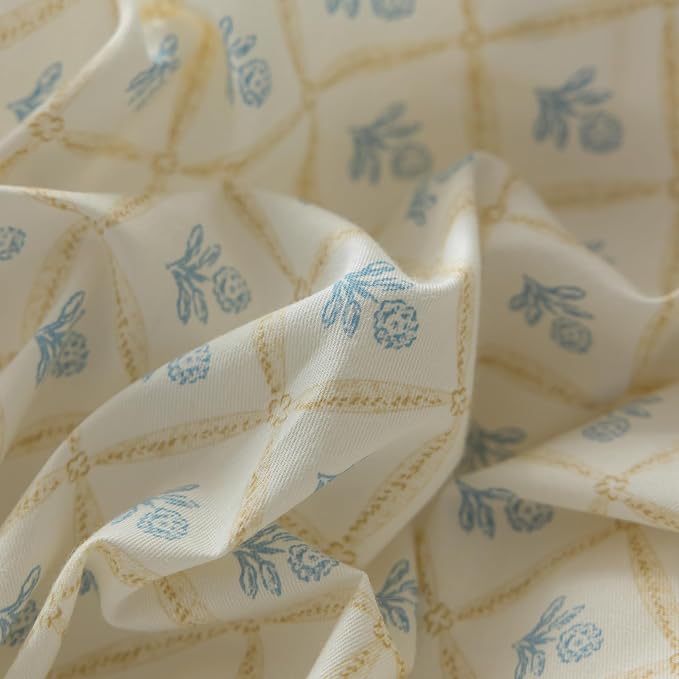 LifeTB Blue Floral Comforter Set Twin XL Cute Flower Comforter Set Cottagecore Botanical Bedding Comforter Twin XL for Teens Girls Aesthetic White Blue Grid Comforter with 2 Bow Ties Pillowcases