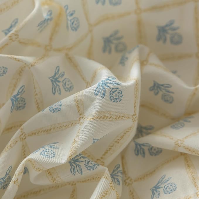 Blue Floral Comforter Queen Comforter Set Cute Blue Flower Bedding Comforter Set for Kids Girls Chic Floral Cottagecore Bedding Set Vintage Botanical Comforter with 2 Bowknot Bow Tie Pillowcases