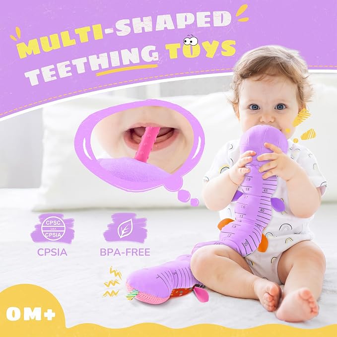 AWOTOY Baby Toys 6-12 Months Music Caterpillar,Stuffed Animals Infant Toys 0-3-6 Months,Baby Sensory Toys Tummy Time with Crinkle Rattle Teething Toys for Boys Girls Gifts Birthday|Lavender Purple