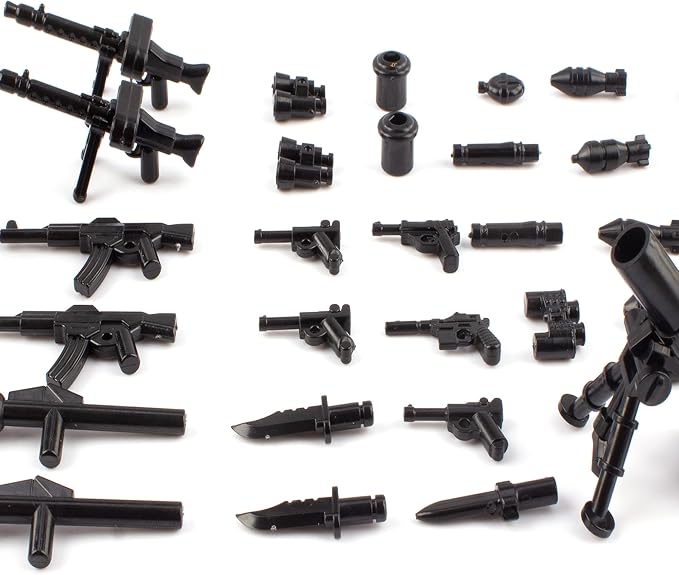 Military Weapons Pack 41 Pcs German Accessories Kits Toys, Army Equipment Gear WW2 Guns for Boys 6+, Compatible with Mini Figure of Major Brand