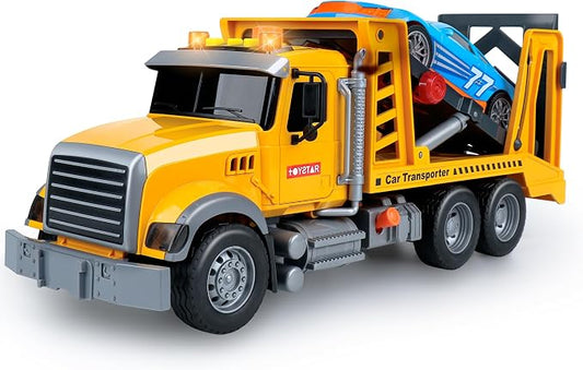 Dwi Dowellin Toy Truck Transport Cars Carrier with Racing Car for Kids Toddlers,Birthday Gifts for Boy Toddler Child 3 4 5 6 Years Old