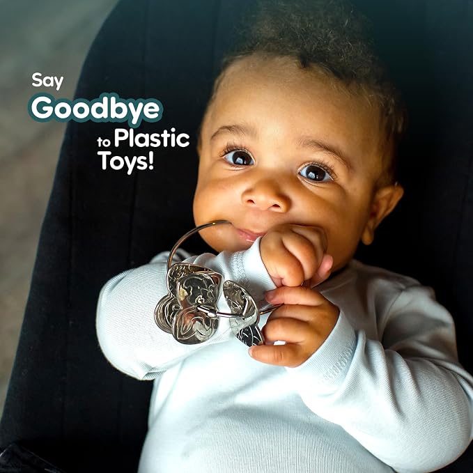 Made in USA Stainless Steel Toy Keys, Baby Rattle, Teether & Fidget Toy – Heirloom Quality, Safe, Non-Toxic, BPA-Free – Ideal for Teething, Sensory Play & Early Development - by Kleynimals