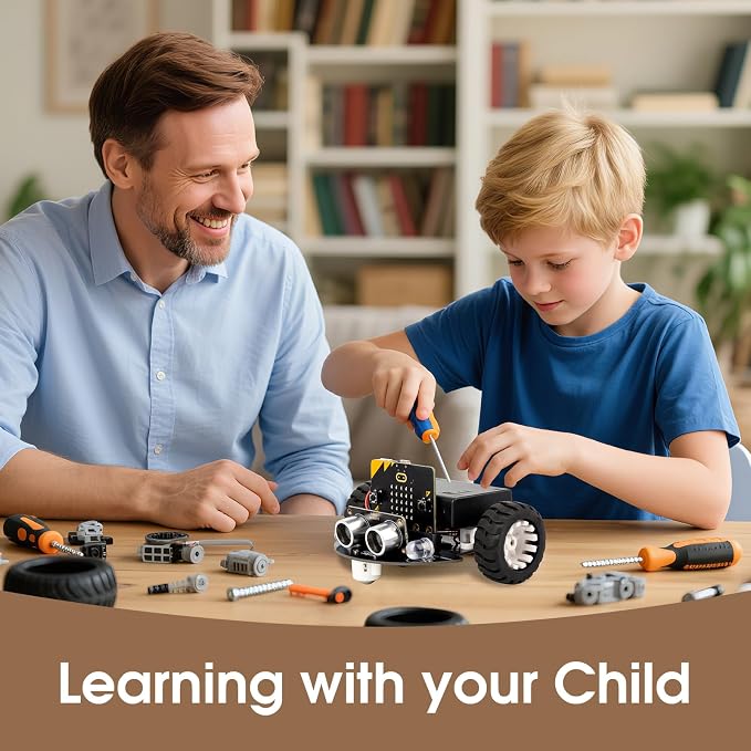 ACEBOTT Robotics for Kids Ages 8–12 12-16, Smart Robot Car Kit Compatible with BBC Micro:bit V2,STEM Toys Coding Robot Kit Compatible with LEGO,Gift for Kids and Teens(Included Micro:Bit)