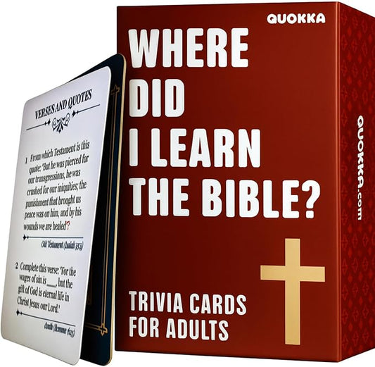 QUOKKA Bible Trivia Game for Adults – 500 Bible Questions for Christians – Fun Christian Trivia Card Games for Adults & Family – Religious Gifts for Men and Women - 4 Rich Categories to Learn and Play