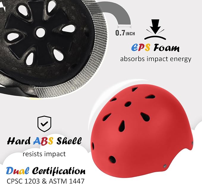 Kids Bike Helmet, Adjustable and Multi-Sport, from Toddler to Youth, 3 Sizes