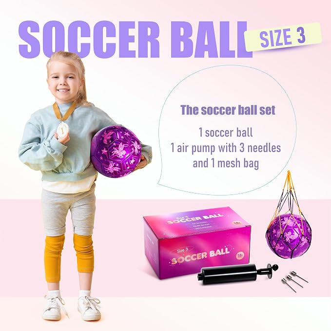 INPODAK Soccer Ball Size 3 Size 2 for Toddlers Kids 1-3 3-8, 1 or 2 Pack Cartoon Small Dinosaur Unicorn Soccer Ball Gifts for Girls Boys, Indoor Outdoor Sports Play Toys Birthday Gifts with Pump