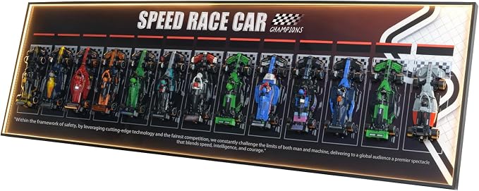 Wall Mount Made for Lego Speed Champions F1 Car display with LED Light,Performance Race Car Building Set 77242-77251,Adult Collectibles Wall Display Mount, Home or Office Décor,Black(NNo Car Included)