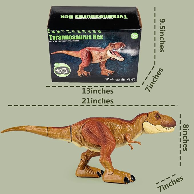 21inches Large Remote Control Dinosaur Toys for Boys Girls 3-10 Years Old RC Tyrannosaurus Dinosaur Toys Sound, Light, Roaring, Mist Spray, Realistic Walking T-Rex