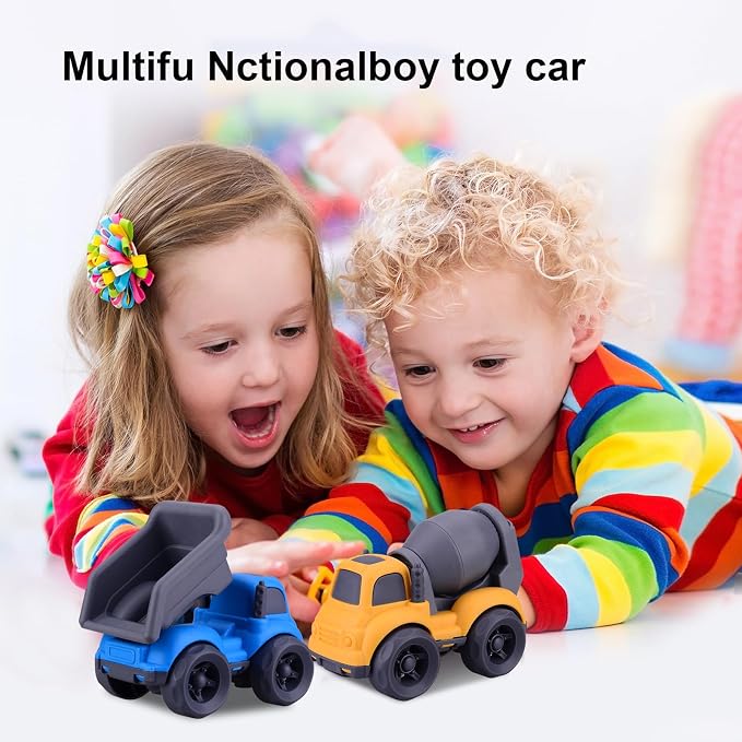 Aigitoy Dump Truck Toys for 3 Year Old Boys, BPA Free, Phthalates Free, PVC, Dump Truck, Mixer Cement, Easter Christmas Birthday Gifts for 2 3 4 Year Boy Girl. Dishwasher Safe,Recycled Plastic (Blue)