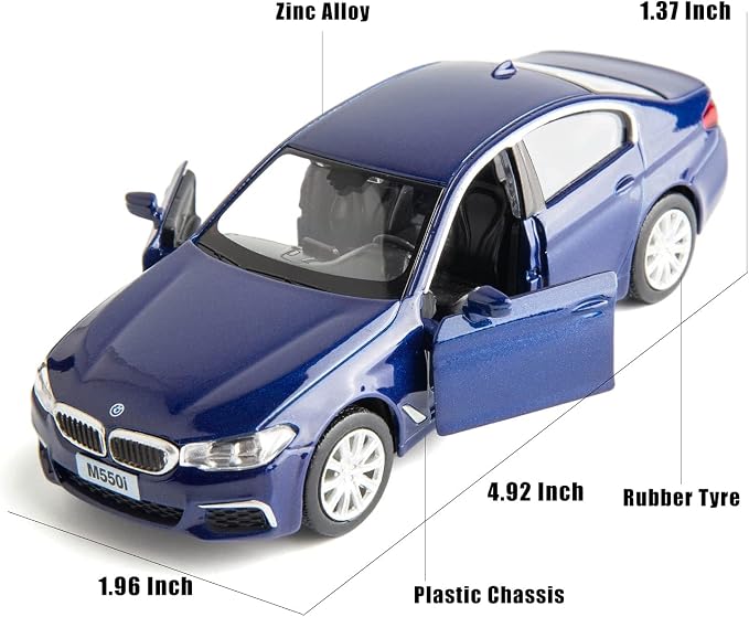 RMZ City BMW M550i Car Model 1:36 Diecasting Alloy Toy Car, Pull Back Vehicles Toy Car for Toddlers Kids Boys Girls Gift Blue