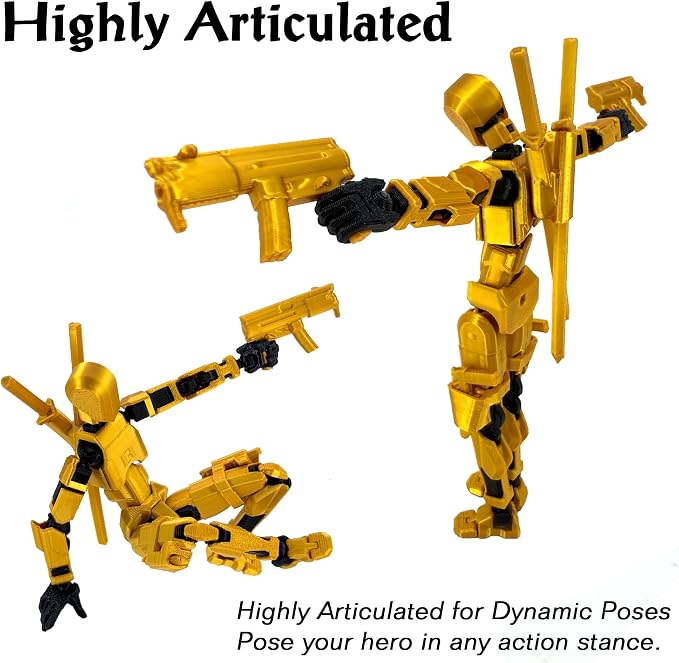 Gatling Gun Titan 13 Action Figure Set【Assembled】, Robot T Action Figure 3D Printed Dummy 13 Action Fidget Toys Figure Articulated, Lucky 13 for Collectors Desktop Decorations (Red-Black)