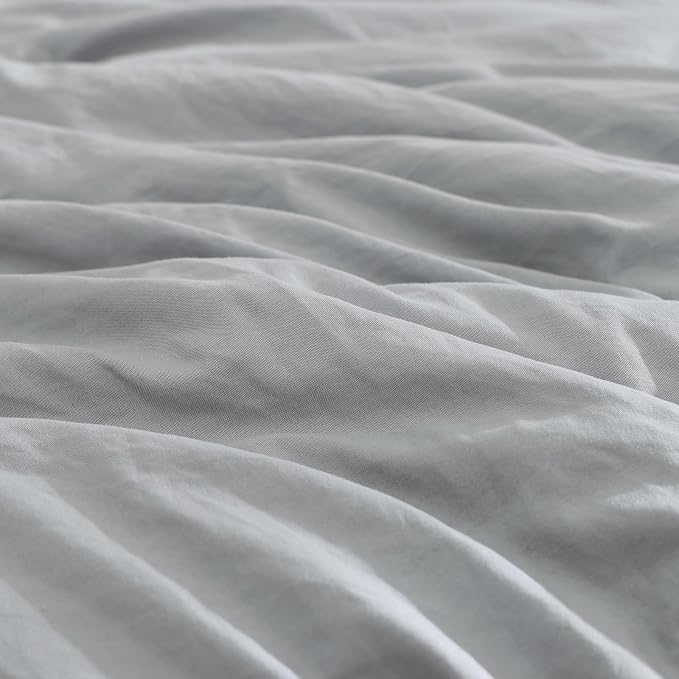WRENSONGE Queen Comforter Set- 7 Pieces Soft Light Grey Bed in a Bag Queen with Fitted Sheet, Flat Sheet, 2 Pillow Shams, and 2 Pillowcases- Warm Bed Set for All Season