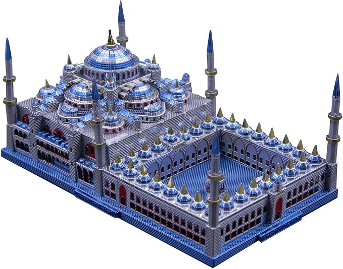 Microworld 3D Metal Puzzle for Adult, Turkey Blue Mosque Architecture Metal Model Kits, 3D Puzzles for Adults DIY Building Model Brain Teaser for Age 16+ (Sultan Ahmed Mosque)