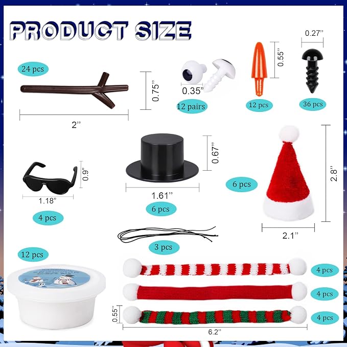 BANBBUR 12 Pack Christmas Stocking Stuffers for Kids,Christmas Crafts for Kids,Modeling Clay DIY Build a Snowman Crafts Kit Bulk Christmas Stocking Stuffers Gifts Activities