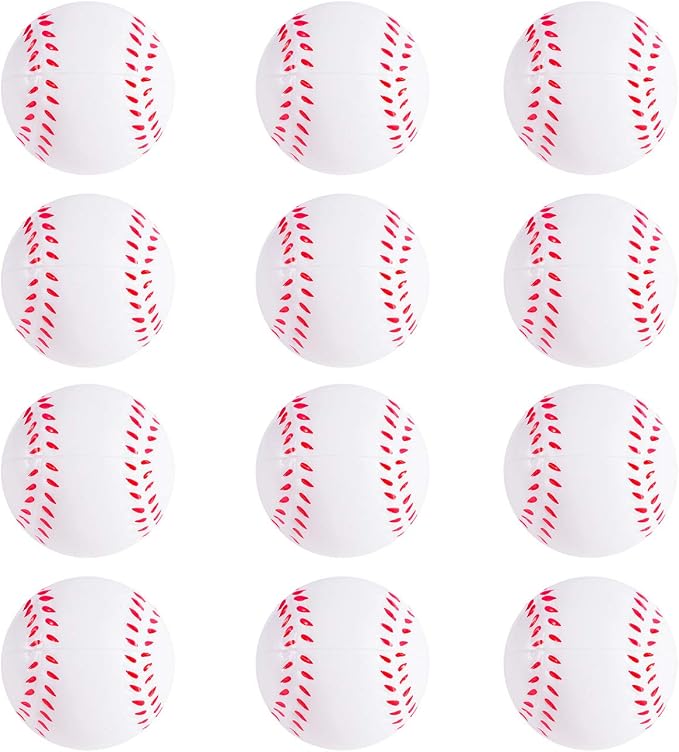 Super Z Outlet Mini Foam Sports Balls for Kids Adults Mini Baseball Football Basketball Soccer Stress Bulk Toy Game Party Decoration Relaxable (Baseball) - Pack of 12