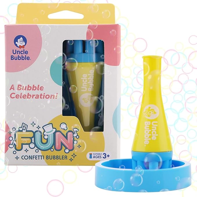 Uncle Bubble Mini Bubble Blower - Non Toxic Bubble Toy for Toddlers and Kids, Confetti Bubbler, Fun Summer Toys for Girls and Boys, Blow Thousands of Mini Bubbles in One Breath