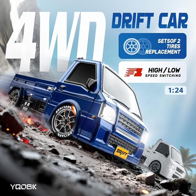 1/24 RC Drift Car, Remote Control Car, 2.4GHz 20KM/H 4WD High Speed RC Truck,Drifting Tires＆Two Batteries Racing Sports Toy Idea Gift for Boys Girls and Adults Kids