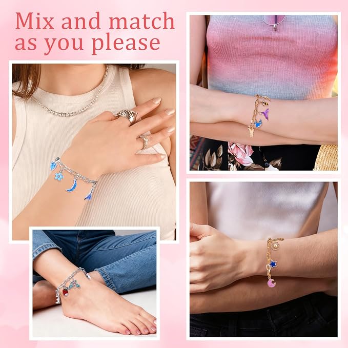 Wurosi 769 Pieces Paperclip Charm Bracelet Kit, Including Paperclip Chain Bracelets, Charms, Jump Rings, Gift Bags, Pliers for DIY Bracelet Making Gift Christmas