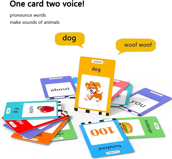Lapare Talking Flash Cards Toys for Toddlers 3 4 5 6, Learn ABC Letters, Numbers 0-100,Phrases,Objects, Adjectives, and More Dolch Sight Words, 280 Cards with 560 Words/Phrases