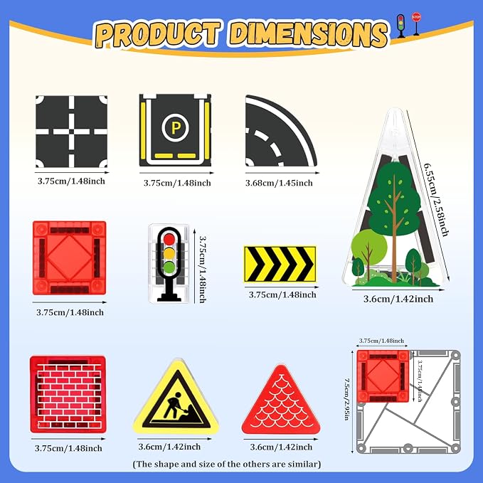 Mini Magnetic Tiles Track Set | Compact Portable Building Playset with Sturdy Storage Tin, Ideal Birthday for Kids (40)