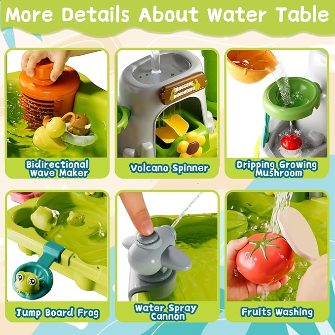 2026 Upgraded Water Table For Toddlers 1-3, Outdoor Water Table for Kids Ages 4-8 with Pump, Play Sink with Running Water, Summer Outside Sensory Water Activity Tables, Water Play Table for Girls Boys
