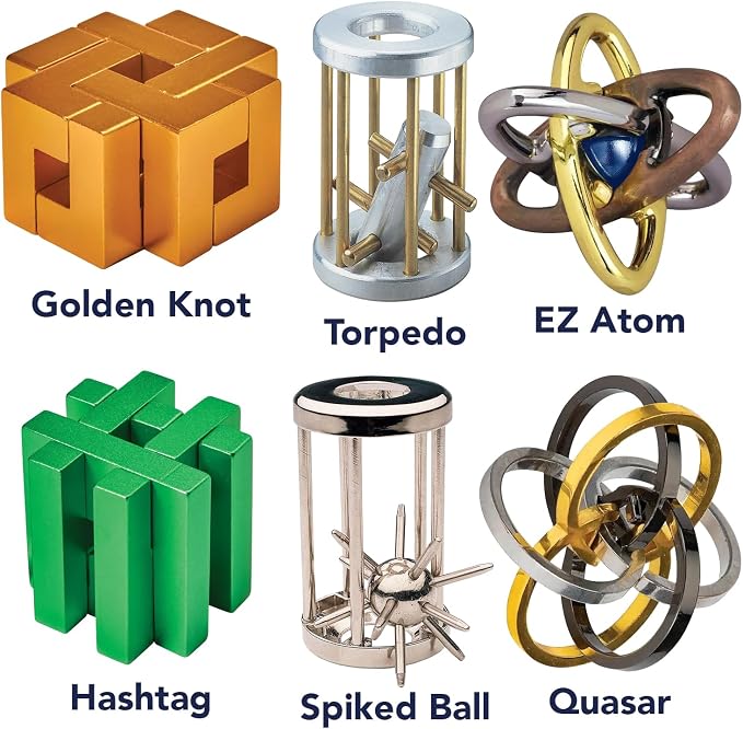 Bits and Pieces Metal Brain Teaser Puzzle - Green Hashtag Disentanglement Puzzle, 3D Assembly Puzzles for Adults