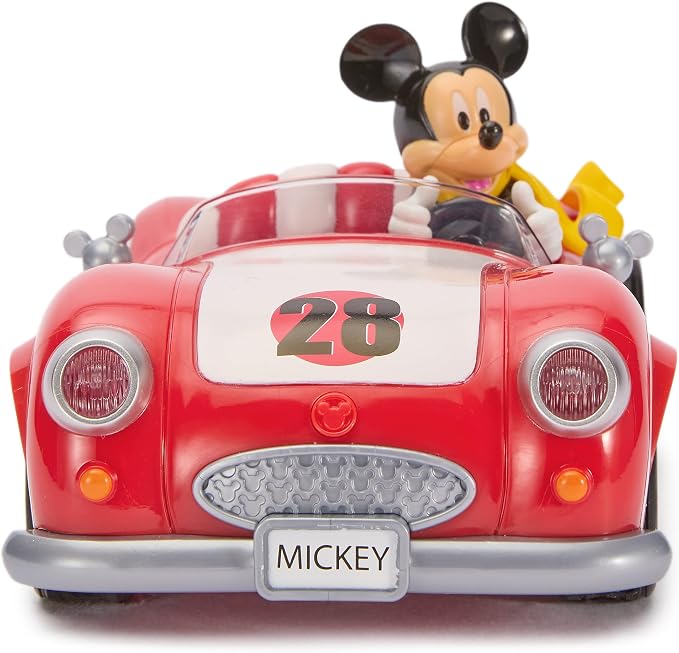 Disney Store Official Mickey Mouse's Vintage Remote Control Car for Kids - Glossy Red Convertible Roadster with Lights & Sounds, Fun RC Car - Mickey Mouse Toy for Boys & Girls