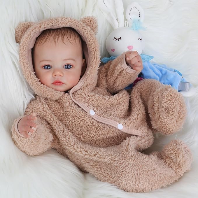 KSBD Reborn Baby Dolls - 18 Inch Realistic Baby Doll Lifelike Full Baby Boy Real Life Baby Doll with Soft Vinyl Body can Swimming with Accessories Gifts for Kids 3+