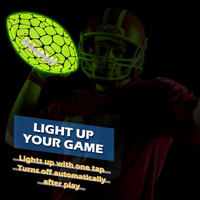 Jasonwell Glow in The Dark Football - Strong Grip Light Up Football Toy Stuff Gift Outdoor Sports Ball for Boys Kids Teen Junior Youth Adult Christmas Birthday Gifts for Ages 6-8 8-12 13+ Year Old