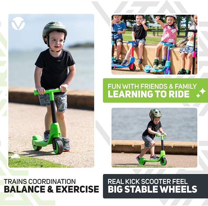 Vital First 2 Wheel Toddler Scooter | Beginner Balance Training Kids Toys for Ages 2-5 | Durable Lightweight Design & Fixed Height Kids Scooter | Wide Wheels and Foot Brake