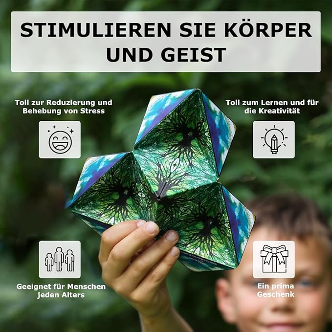 Shashibo Sensory Fidget Toy for Adults & Kids, Stress Relief Fidget Toy for Adults, Teens & Kids, Cool Fidget Toys for Desk, Classroom Must Have, Sensory Shape Shifting Cube, 100+ Possible Shapes