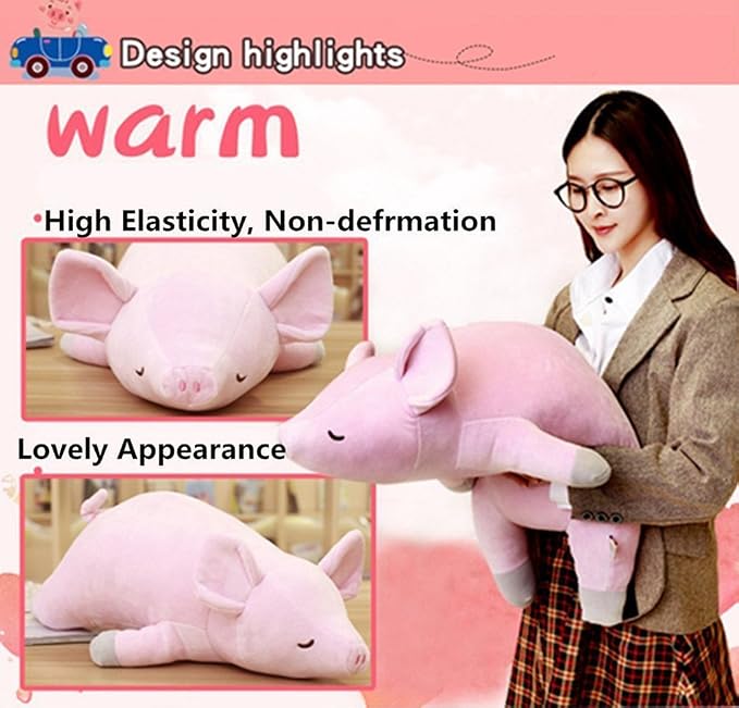 Stuffed Plush Pig Animal Toy 20 Inches Pink Piggy Animal Stuffed Plushies Super Soft Cute Cuddly Pillow Cushion Stuff Dolls Gifts for Children Kids Boys Girls Room Decor Bed Nursery, 20Inches