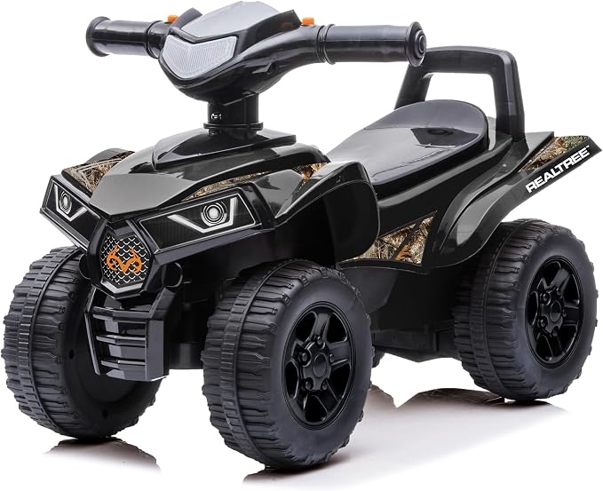 Best Ride On Cars Realtree Officially Licensed Black Quad Push Car for Toddlers 18–36 Months | Foot-to-Floor Ride-On with Horn Sounds, Under-Seat Storage & 4-Wheel Design | Safe Indoor/Outdoor Fun