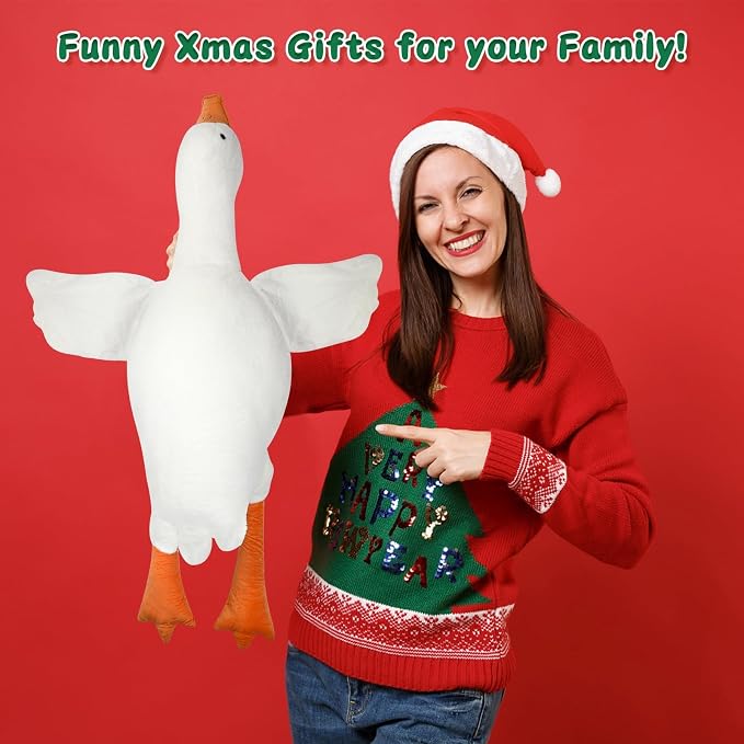 CottonStar Goose Stuffed Animal 35.5 Inch Plush Doll Toy, Cute Duck Plush Cushion Soft Huge Plushies Pillow, Gift for Kids and Friends, White