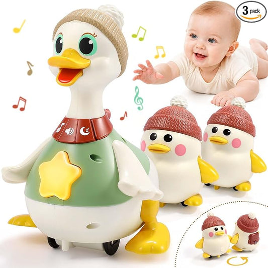 Baby Toys 6-12 Months: Musical Tummy Time Duck Toy for Infant Babies 6 7 8 9 10 12 18 Month Old Interactive Newborn Baby Crawling Toys for Christmas Gift Stocking Stuffers for Boy Girl 1 Year Old