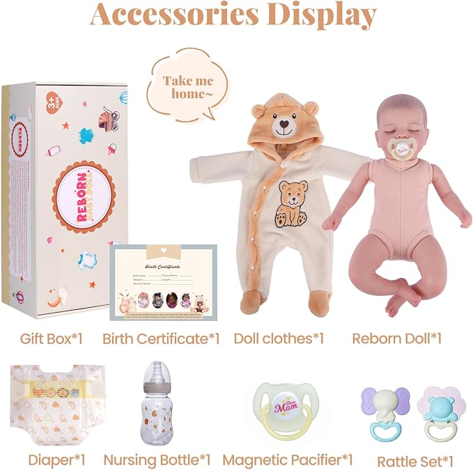 BABESIDE Lifelike Reborn Baby Dolls - Sleeping Realistic Newborn Soft Body Real Life Girl Dolls with Accessories Gifts for Kids Age 3 + & Collection, 20 inches